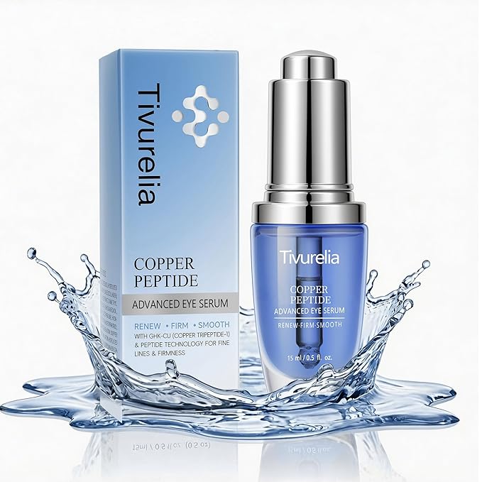 Copper Peptide Anti Aging Eye Serum, Korean Skin Care Advanced Eye Serum with GHK-Cu Copper Tripeptide-1 & Peptide Complex, Helps Smooth Fine Lines and Improve Firmness
