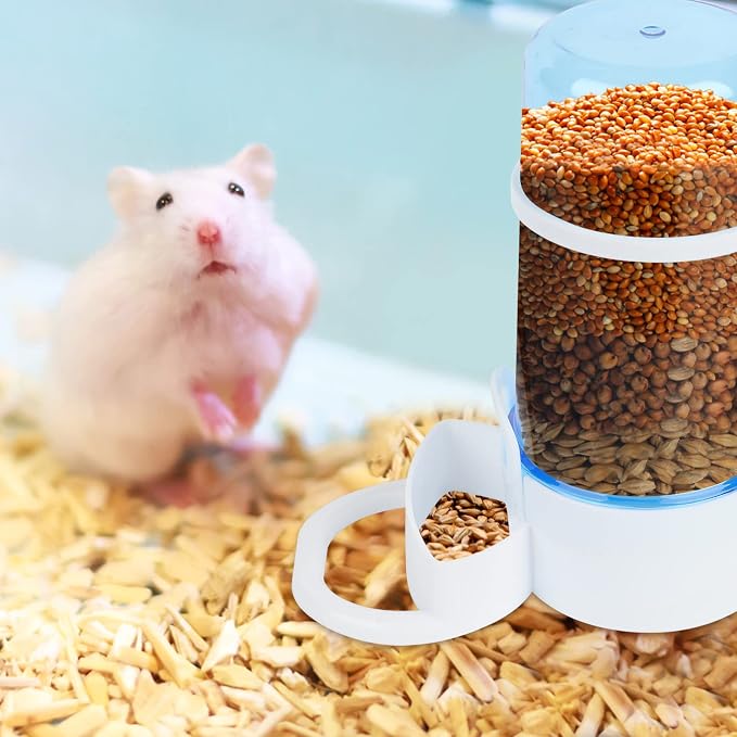 2 Packs Pet Feeder and Waterer, Self Dispensing Automatic Hamster Feeder, Food and Water Dispenser Set,Small Animal Dog Cat Pet Food Bowl, for Dogs Cats Pets Animals, 16x14cm, Blue (Blue)