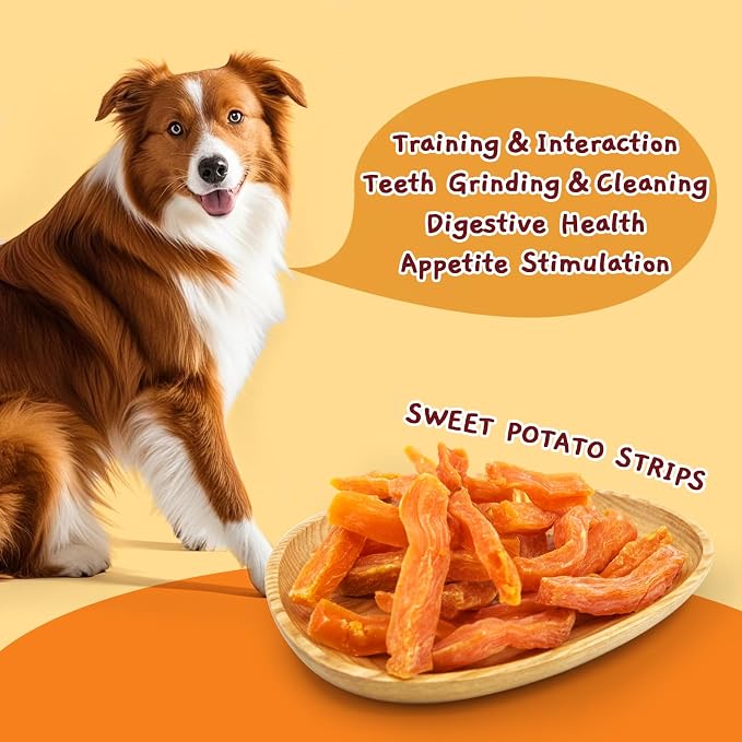 Jungle Calling Sweet Potato Dog Treats, Single-Ingredient Healthy Soft Chew | 100% Sweet Potato, Grain-Free, High Fiber Low Fat Chews for Weight Management, Ideal for Training & Daily Rewards, 10.6 Oz
