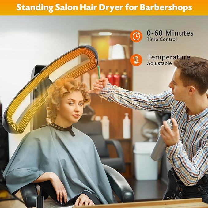 SyyBhb Professional Standing Hair Color Processor, Temperature & Angle Adjustable, 60-Minute Timing, Hair Dyeing/Perm Styling/Heating/Oil Treatment for Salon & Home Use