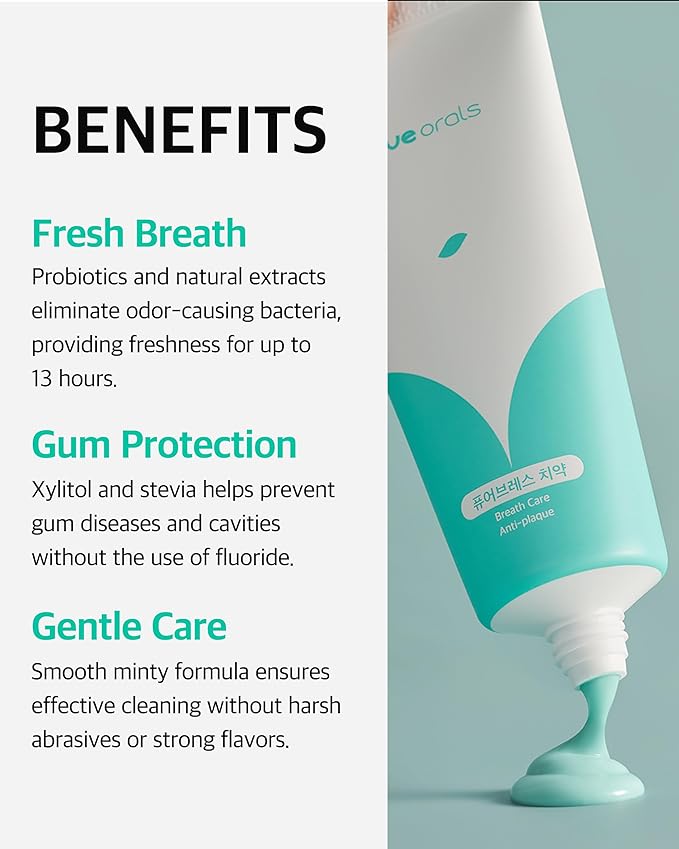 LiveOrals PureBreath Toothpaste 80g – Fluoride-Free, Odor Neutralizing, Enamel Strengthening, Gentle Cleaning, Mint Fresh, Naturally Derived Ingredients, Sensitive Teeth Friendly