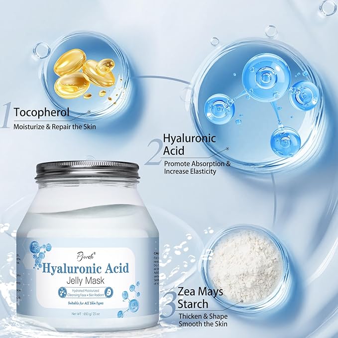 Jelly Masks Set for Facials Professional, Hyaluronic Acid Jelly Mask Powder with Mixing Bowl Set, Peel Off Hydrojelly Mask for Moisturizing & Deep Hydration, Spa Use for All Skin