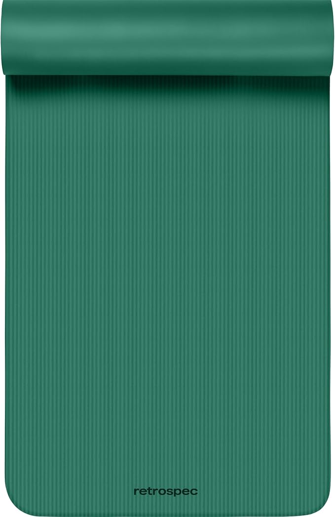Retrospec Solana Yoga Mat Thick 1/2in Non-Slip Workout Mat with Nylon Strap - 72x24in Exercise Mat for Pilates, Stretching & Fitness - BPA Free, Easy Clean