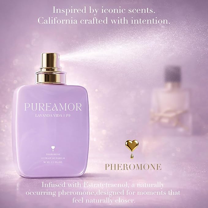 PUREAMOR Pheromone Perfume for Women, Lavanda Vida Extrait de Parfum Spray – Bold Floral Scent with Lavender, Orange Blossom & Vanilla, Long Lasting Fragrance, 1.0 oz / 30 ml