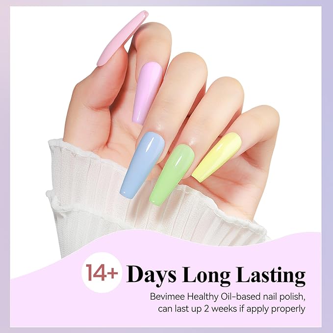 Nail Polish Set 6 Colors Pastel Quick Dry Nail Lacquer Sheer Pink, Purple, Blue, Nude Fast Dry Fingernail Polish Bulk DIY Salon Gift for Women Spring Summer Colors,8lm/0.27fl.oz