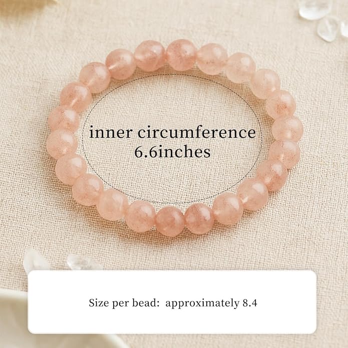 8mm Natural Gemstone Beaded Bracelet for Women, Dainty Round Crystal Stretch Bracelets, Spiritual Healing & Calming Stone Jewelry Gift