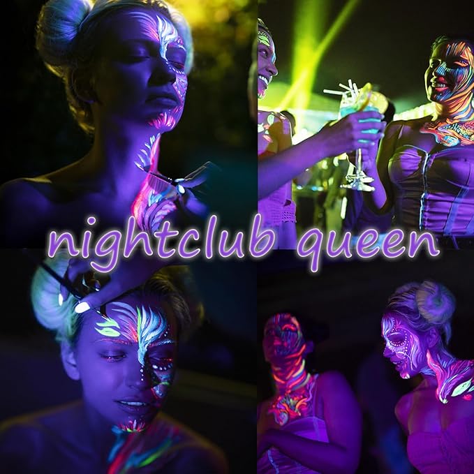 Glow in The Dark Face Body Paint,UV Black Light Makeup Neon Face and Body Paint Glow Sticks Makeup Face Painting Kits for Kids Adult, Neon Face Paint Crayons for Halloween and Parties (12 color)
