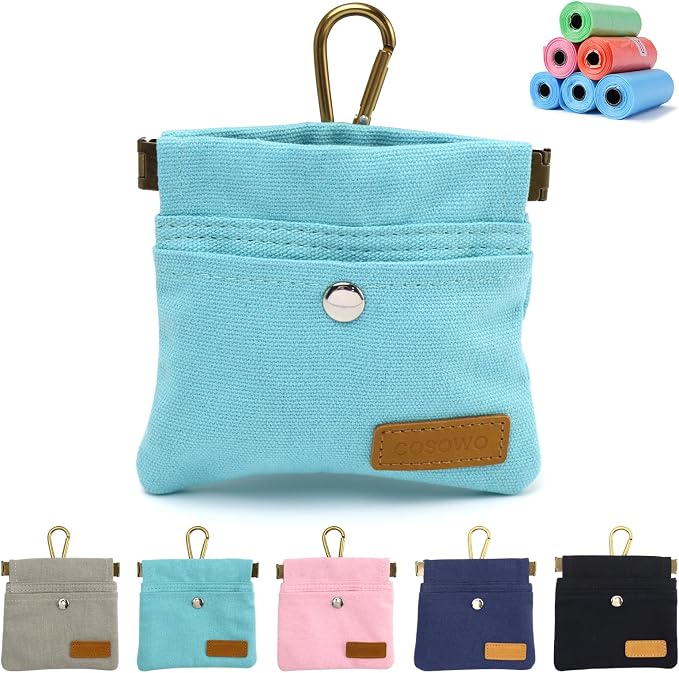 Dog Treat Pouch for Pet Training, Carabiner & Magnetic Buckle, Blue