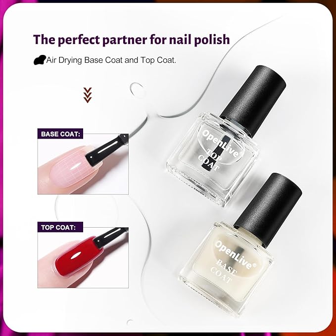 Reflective Nail Polish 12 Colors With Base Coat and Top Coat Glitter Red Bule Purple Green Nail Polish Set Quick Dry Sparkle Winter Manicure Long Lasting for Holiday Gift Giving 5ML