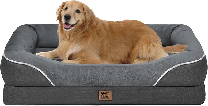 Waterproof Orthopedic XL Dog Bed for Large and Extra Large Dogs | Egg Crate Foam, 4-Sided Bolster Support, Waterproof Liner, Non-Slip Bottom, Machine Washable Cover, 42 x 30 Inch