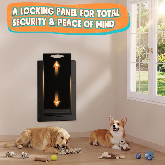 Plastic 3-Flap Dog Door for Wall, Medium Doggy Door for Pets Up to 45 LB