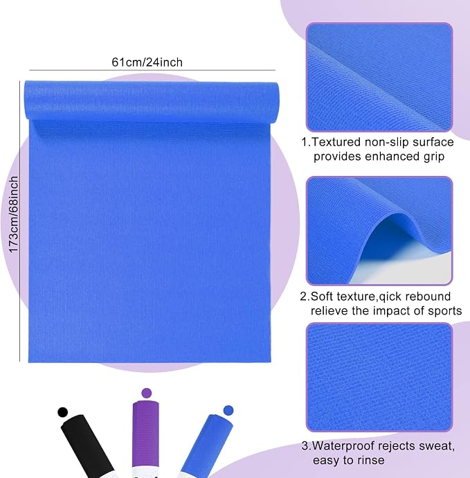 Wettarn 24 Pcs Yoga Mats Bulk - Non Slip, Lightweight Professional Colorful Exercise Mats for Yoga, Pilates, Fitness & Floor Workout