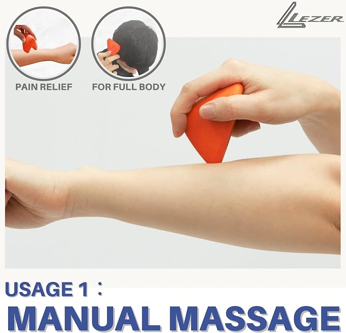 LEZER Large Trigger Massage Point, Manual Massage Ball, Hip Hook, Muscle Knot Release Tool, Deep Tissue Relief, Hip Flexor Iliacus Back Psoas Hand Foot Myofascial Physical Therapy, 3.5 inｘ3 in, Orange