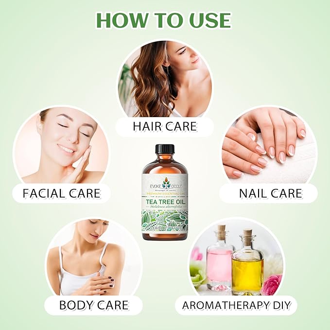 EVOKE OCCU Tea Tree Oil, for Skin, Face, Toenails, Add to Body Wash, Soap, Foot Soak - 4 FL Oz