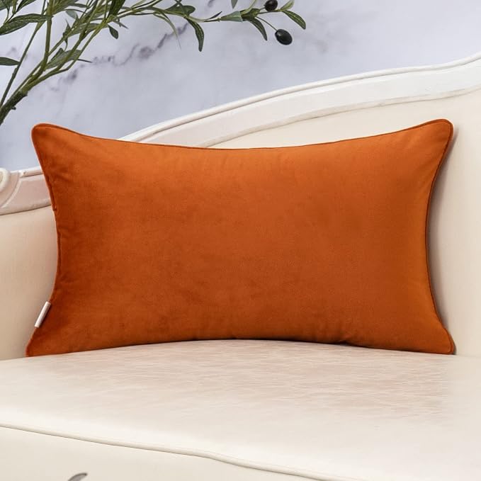 Orange Throw Pillow Cover Wavy Cushion Cover Modern Zippered Rectangular Pillowcase for Sofa Couch Bedroom Living Room Home Decorative, 12x20 Inch