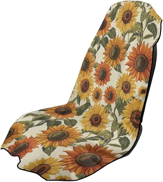 INSTANTARTS Sunflower Car Seat Cover Protector Sweat Towel Multi-Functional Car Towel Quick-Dry Car Seat Cover