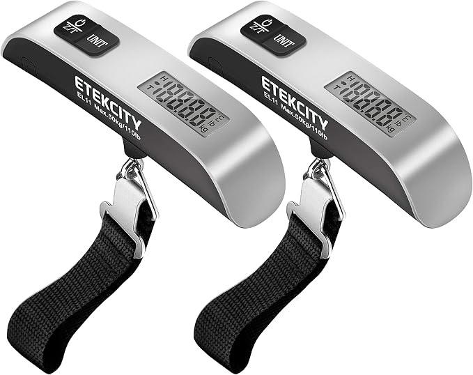 Etekcity Scale for Body Weight, Digital Bathroom Weighing Machine & Luggage Scale, Digital Weight Scales for Travel Accessories Essentials, Portable Handheld Scale with Temperature Sensor