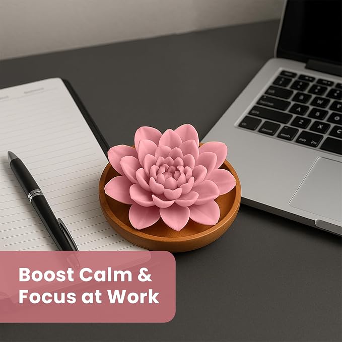 Aroma Diffuser Diatomite Peony Flower Essential Oil Diffuser with Aromatherapy Fragrant Oil for Home, Room Decor Fig Fragrance 10 ML (Diatomite Peony Flower (Pink))