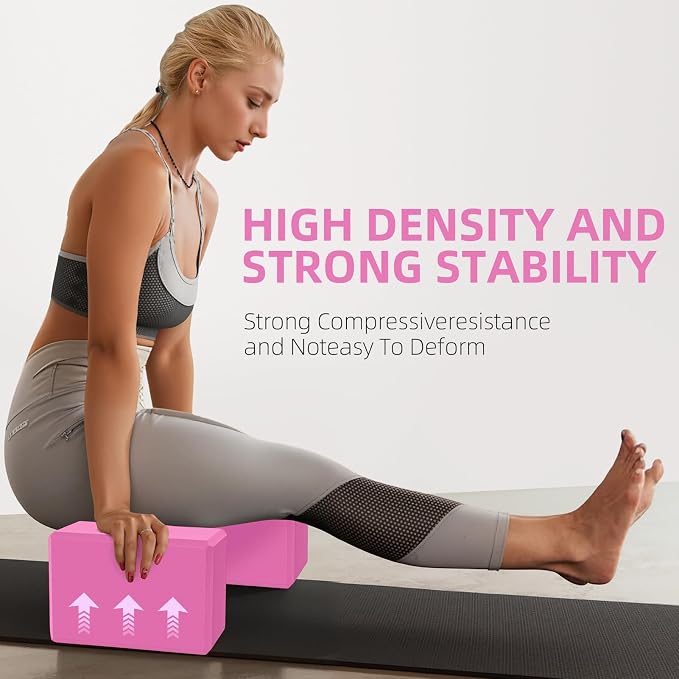 Large Foam Yoga Block 1 Pack, 9x6x4 Sturdy Pilates Block, Workout Block, Non Slip Surface Yoga Brick for Pilates Meditation, Stretching and Toning