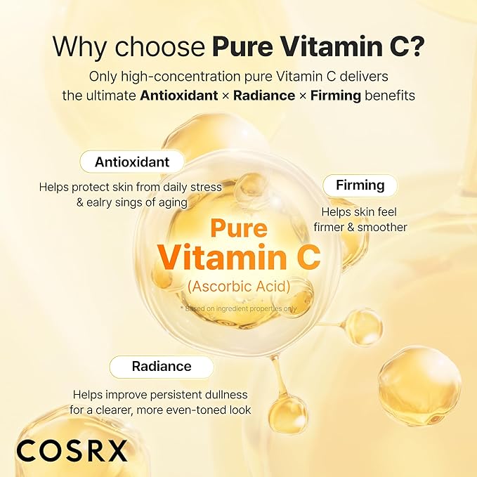 COSRX Advanced Pure Vitamin C 23% Serum with Vitamin E & Glutathione (Renewal), Korean Vitamin C Serum for Fine Lines, Uneven Skin Tone & Dull Skin, 0.7oz, Korean Skin Care