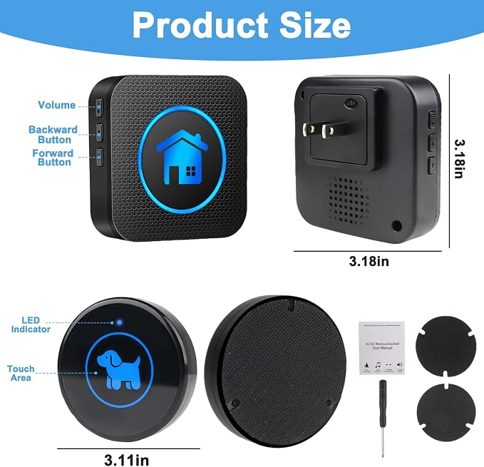 Dog Door Bell 2026 Enhanced Touch, Wireless Doggie Doorbell for Potty Training to Go Outside, IP65 Waterproof, 1000ft Range, 55 Melodies, 5 Modes & Adjustable Volume (2 Buttons)
