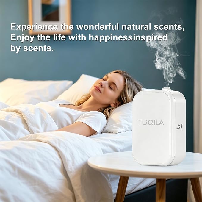 Waterless Essential Oil Diffuser, Plug-in/Batteries 2000Sq Ft -White | Waterelss Aroma Diffuser Machine, APP Control Cold Air Smart Scent Diffision for Home, Hotel, Office