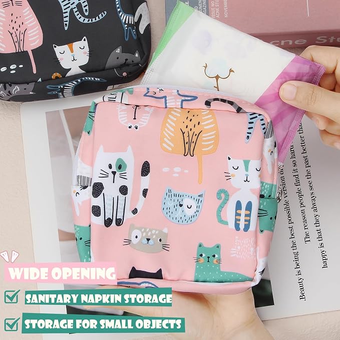 Sanitary Pad Storage Bag Portable Period Bag for Teen Pads/Sanitary Napkins/Small Tampons, Sanitary Napkin Storage Bag First Period Gifts for Teen Girls (Small Orchid)