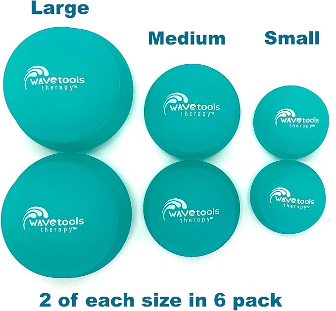 Wavetools Therapy Glide Silicone Sport Cupping set of 6 mushroom cups in case Ideal for massage, myofascial release, circulation and scars. (Matte Teal finish)