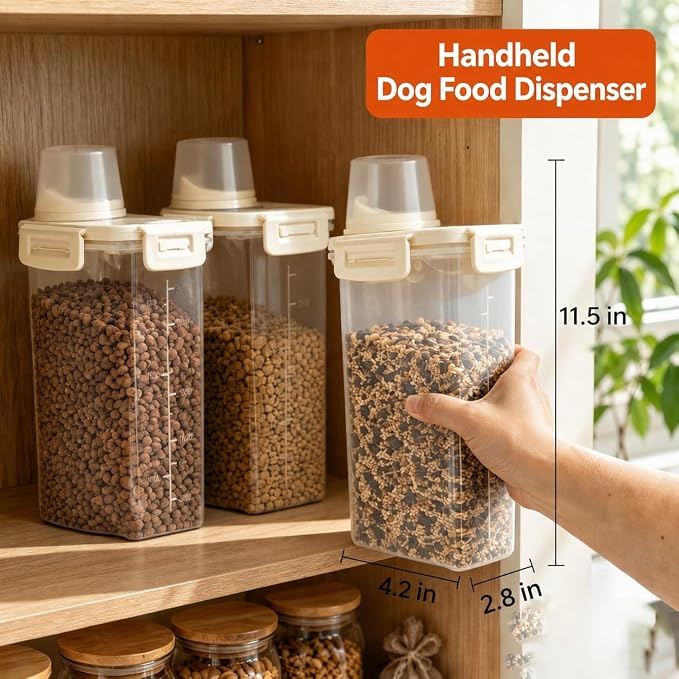2 Lbs Small Cat Dog Food Storage Container for Bird Seed, Pet Food, 2 Pack