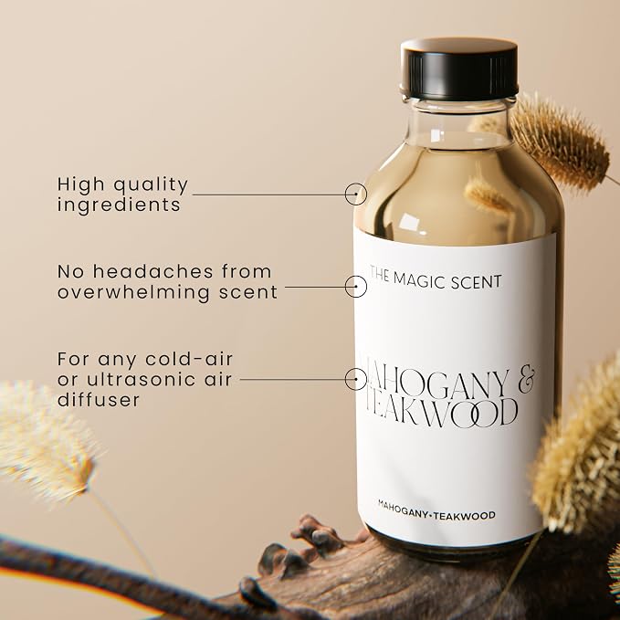 The Magic Scent Mahogany & Teakwood Diffuser Oil - Hotel & Home Luxury Scents Inspired by Abercrombie & Fitch - Diffuser Oil Scents for Home Designed for Use in All Diffusers - 4 fl oz, 120 mL