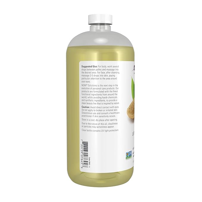 NOW Foods Solutions,Sweet Almond Oil,100% Pure Moisturizing Oil,Promotes Healthy-Looking Skin,Unscented-Oil,32-Ounce,(Pack of 2)