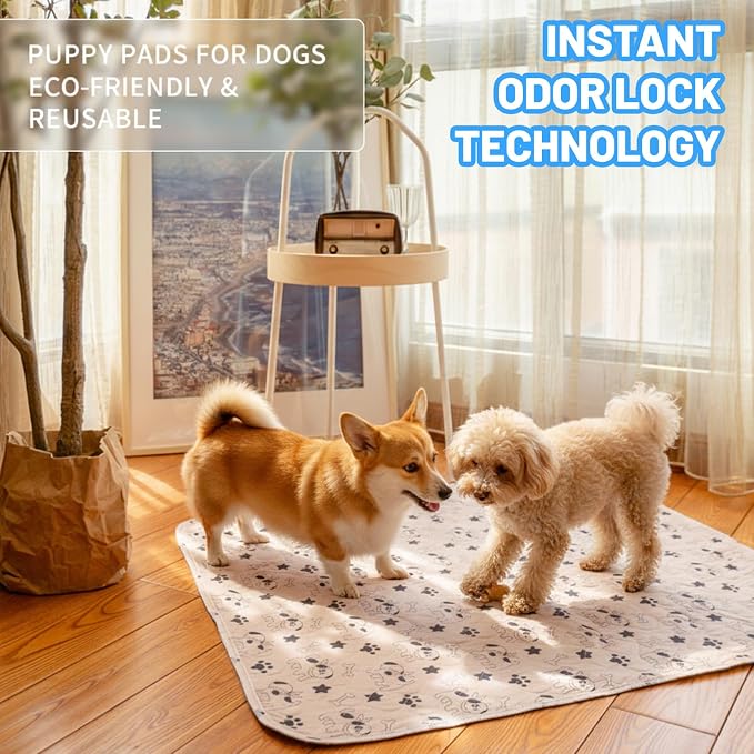 Puppy Pads with Pheromones, Reusable Washable Pet Training Pads, Leak-Proof Odor Control for Indoor Use, Car Seat and Furniture Protection, 15.75 x 23.62 Inches Brown
