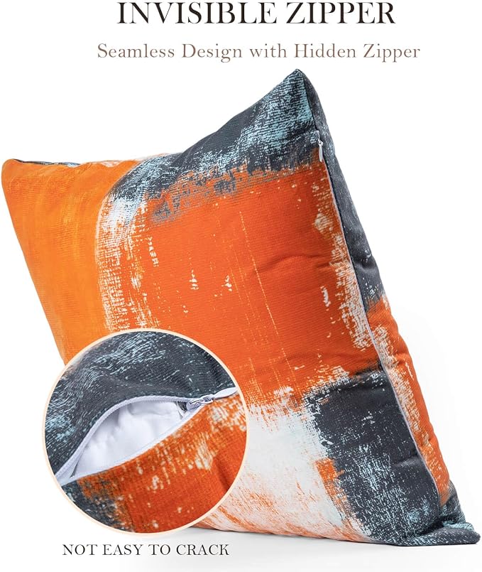 Burnt Orange Throw Pillow Covers 20x20 Set of 4 Decorative Cushion Cover Taupe Abstract Art Painting Pillow Covers for Sofa Couch Bedroom Living Room Outdoor Home Décor | Taupe & Burnt‑Orange Modern‑Art Cushion Cases, neutral aesthetic pillowcases for ...