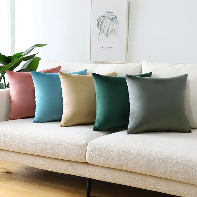 Artscope Luxury Velvet Pillow Covers Super Soft Decorative Square Throw Pillow Covers Case Cushion Covers for Sofa Couch Bedroom Car Decor 16x16 Inch Dark Grey