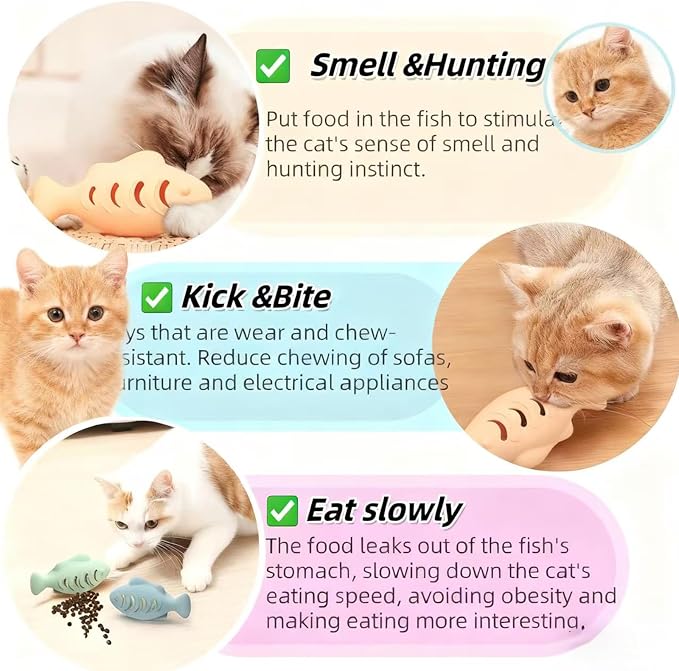 Interactive Cat Toys 2 Pack - Silicone Treat Dispenser with Catnip Ball, Food Puzzle Chew Toys for Indoor Cats