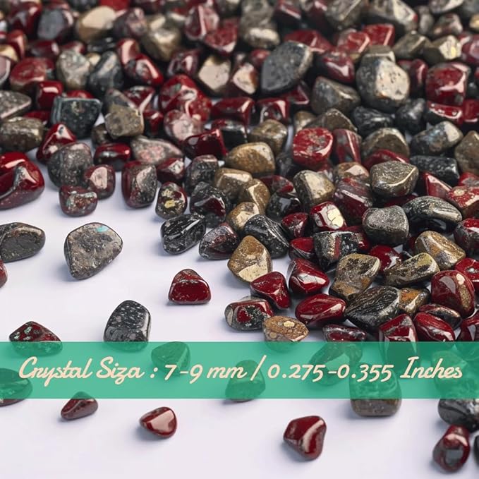 Polished Dragon Blood Jasper Crystal Chips 200 Pcs - 0.3" 10 oz Tumbled Stone Chips Crushed Sea Glass Stones Healing Reiki Crystal Making Home Decoration