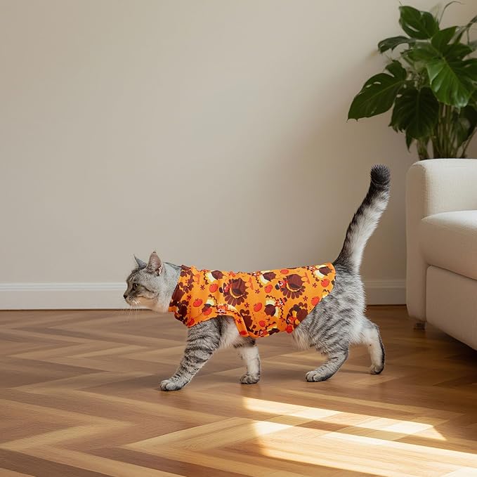 Thanksgiving Cat Sweater Warm Fleece Pet Clothes for Cats Only | Soft Cat Vest Puppy Hoodie Coat, Fall Cold Winter Sweatshirt Pullover Clothing also for Small Dogs, Turkey S