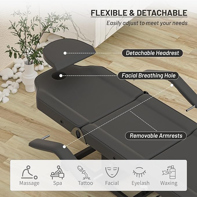 Electric Tattoo Chair for Client Height Adjustment Professional Facial Chairs for Esthetician Spa Beds for Esthetician for Lash Extensions