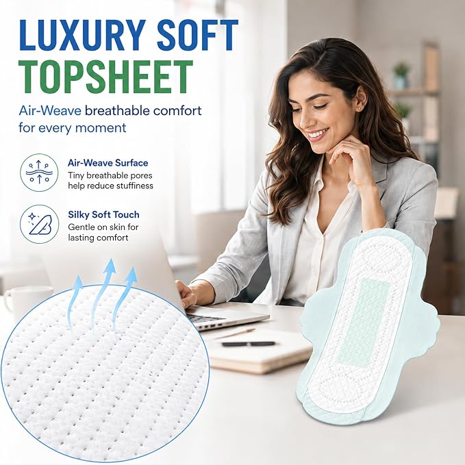 BST Mint Fresh Pads for Women, Breathable Thin Sanitary Napkins with Wings, Odor Control, Moderate Absorbency, Feminine Care, Active Lifestyle Use(Regular, 8 Count, Packaging May Vary)