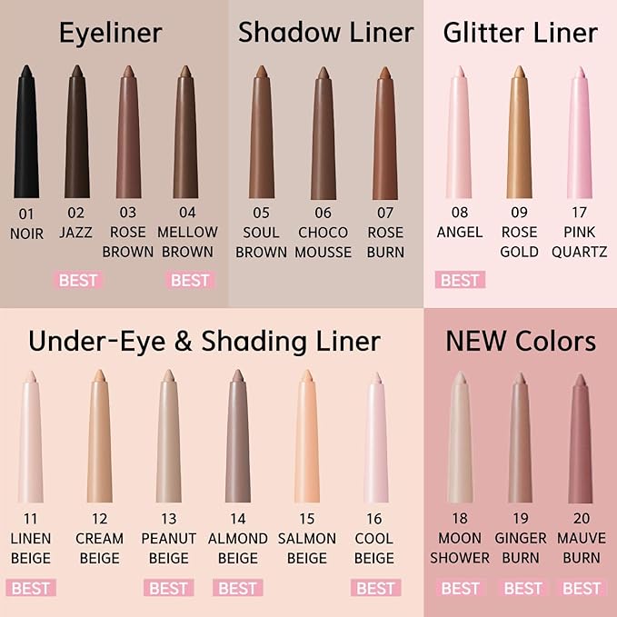 BBIA Last Auto Gel Eyeliner 17 Color – Multi-Use Longwear & Waterproof Mechanical Eye Liner Easy Drawing with Smooth Texture Smudge-Resistant Shadow & Glitter Vegan Korea Eye Makeup (18 MOON SHOWER)
