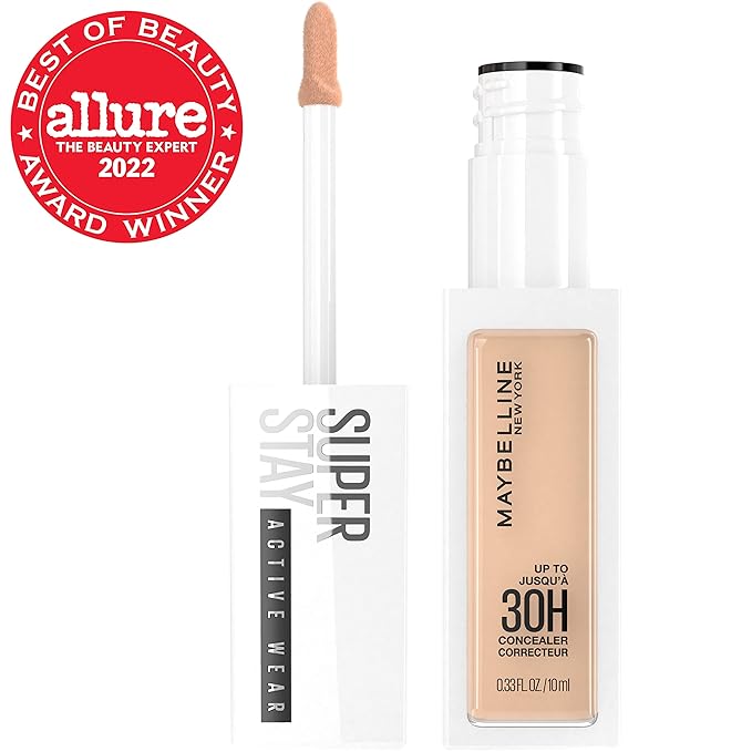 Maybelline Super Stay Liquid Concealer Makeup, Full Coverage Concealer, Up to 30 Hour Wear, Transfer Resistant, Natural Matte Finish, Oil-free, Available in 16 Shades, 20, 1 Count