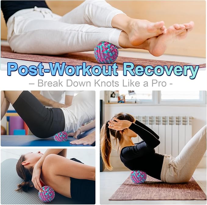 Deep Tissue Massage Ball for Exercise & Recovery - SGS Certification - Targets Back, Shoulder, Legs&Feet - Relieves Muscle Knots, Joint Pain&Tightness, Pressure Point Therapy- Myofascial Release Ball