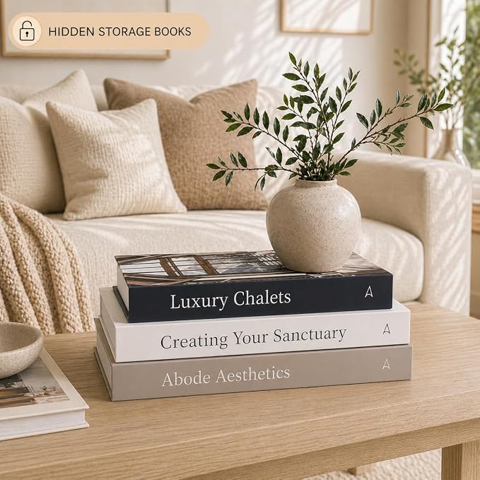Array & Arrow Decorative Books for Home Decor, Set of 3 Faux Book Storage Boxes with Magnetic Closure, Hidden Storage for Remotes, Keepsakes, Coffee Table, Bookshelf, Living Room Decor