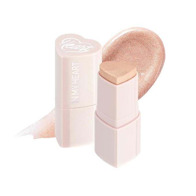 TOUCH IN SOL In My Heart Stick Highlighter (#Moonlight Beam) - Cream Highlighter Stick for Korean Makeup, Multi-Use for Lips, Cheeks & Body, Blendable for Dewy Glow, K-Beauty (0.21 oz)