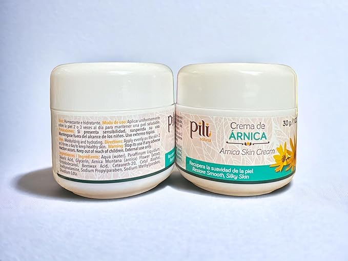 Pili Arnica Cream Hydrating Moisturizer for Face & Body. Soothes Bruised, Dry & Irritated Skin. Fast-Absorbing, Non-Greasy, Unscented. 1 oz