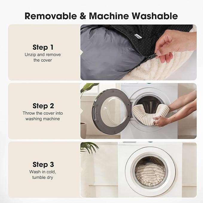 MIXJOY Dog Bed for Medium Sized Dogs, Washable Medium Dog Beds with Removable Cover, Rectangle Pet Beds with Non-Slip Bottom, Warming Calming Dogs Cuddler, 25"x21"x7", White