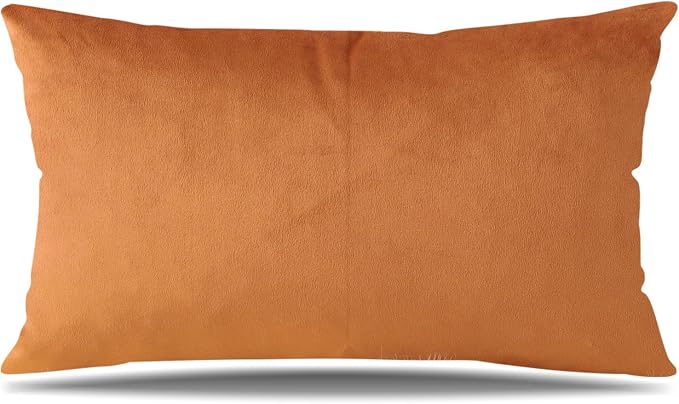 Artscope Luxury Velvet Fall Pillow Covers Super Soft Decorative Square Throw Pillow Covers Case Cushion Covers for Sofa Couch Bedroom Car Decor 12x20 Inch Orange Fall