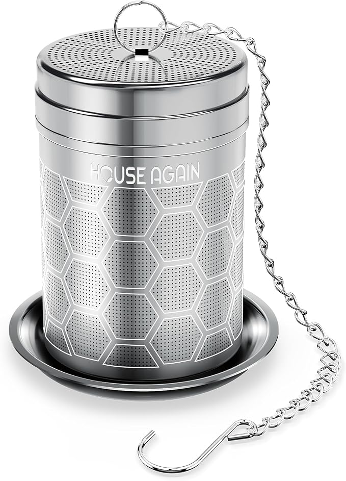 House Again Tea Infusers, Extra Fine Mesh Tea Strainers for Loose Tea, Updated Slim Threaded Lid & 304 Stainless Steel, Filter Bags Diffusers, Loose Leaf Tea Steeper for Brew Tea Spices & Seasonings