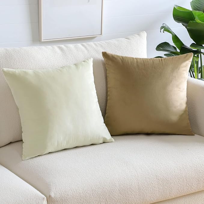 Artscope Luxury Velvet Pillow Covers Super Soft Decorative Square Throw Pillow Covers Case Cushion Covers for Sofa Couch Bedroom Car Decor 16x16 Inch Cream White