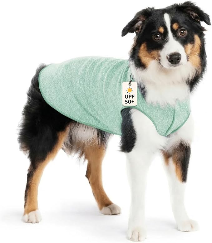 Goldpaw Dog Sun Shirt with UV Protection - Lightweight, Cooling Sun Protection Clothing for Medium Dogs - Reduce Heat Absorption - Made in the USA - Machine Washable - Pistachio Green - Size 14